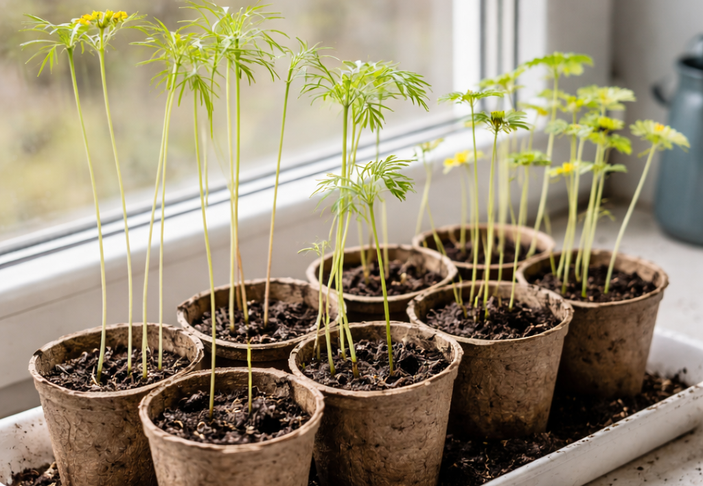 Рассада цветов на подоконнике