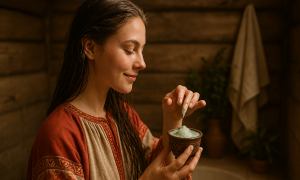 Женщина ухаживает за волосами