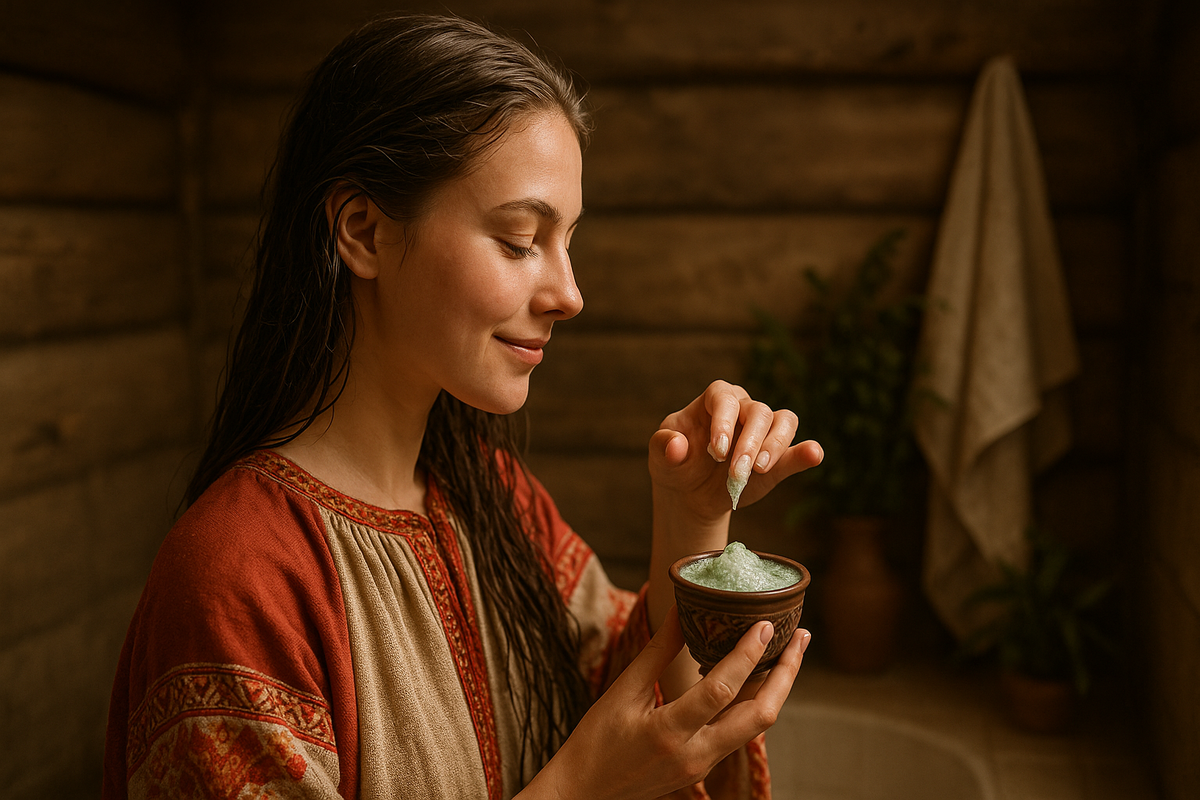 Женщина ухаживает за волосами