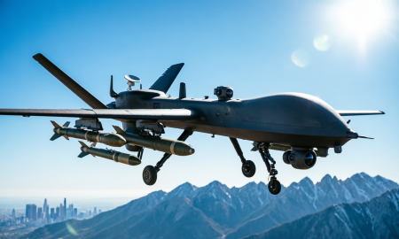 Боевой беспилотник в небе