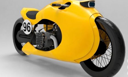 Ярко-желтый мотоцикл