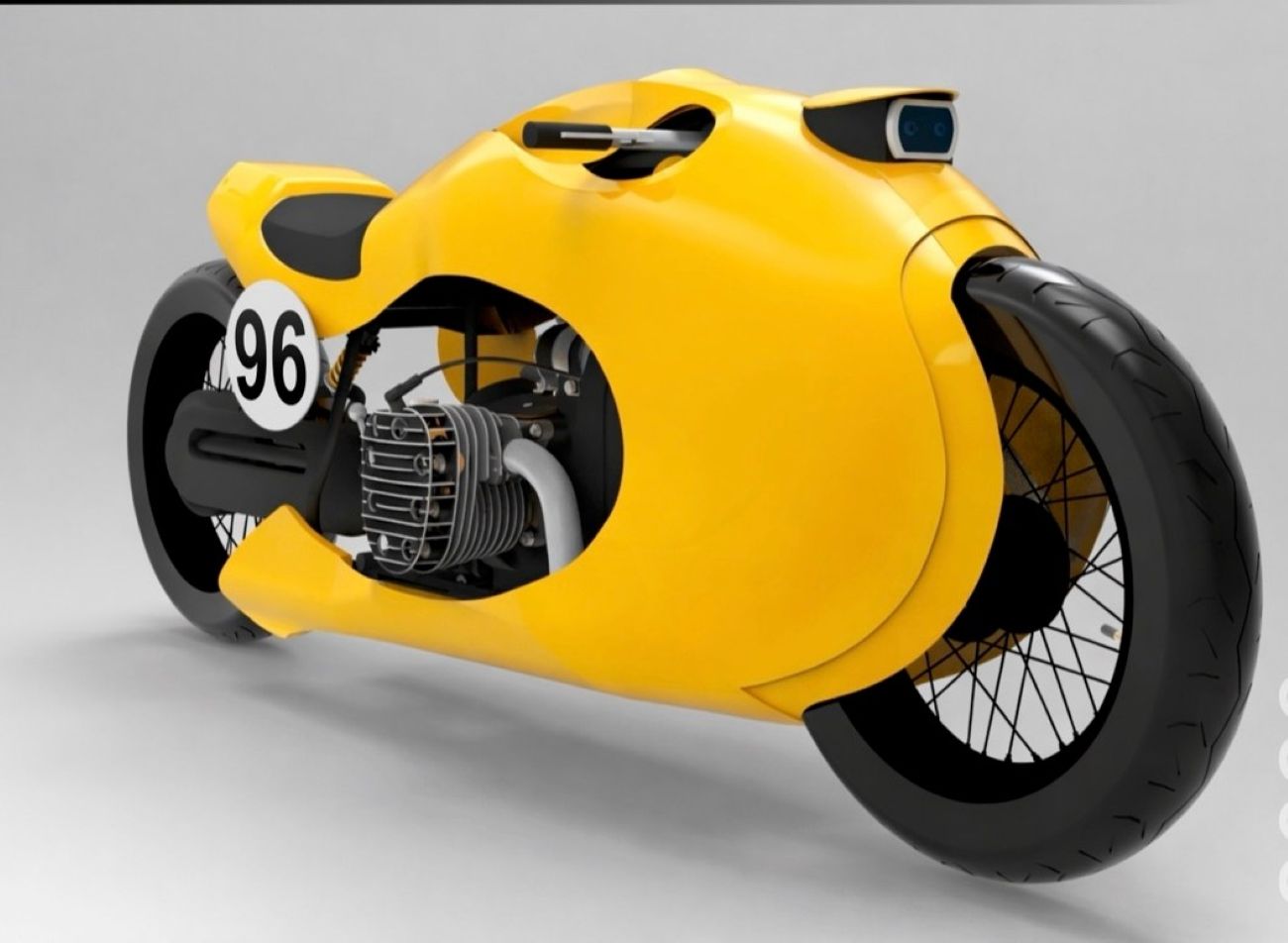 Ярко-желтый мотоцикл