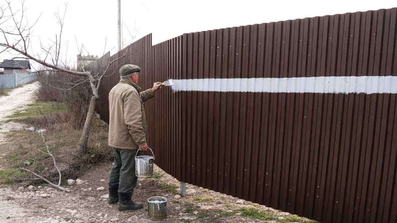 белая линия на заборе