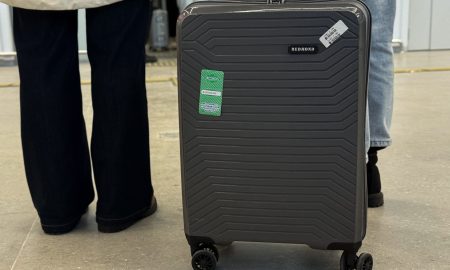 Люди около чемодана