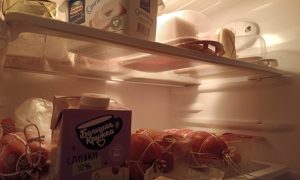 В холодильнике лежит еда