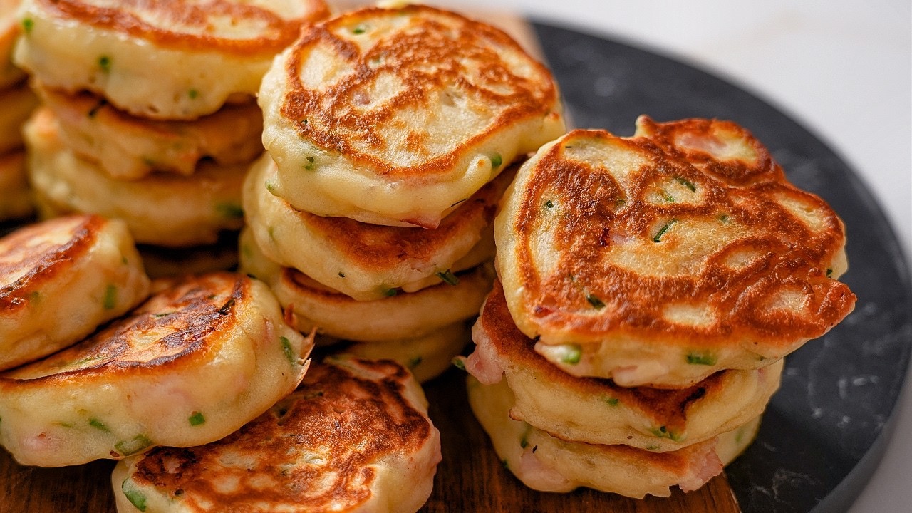 оладьи с ветчиной и луком