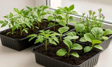 рассада на подоконнике