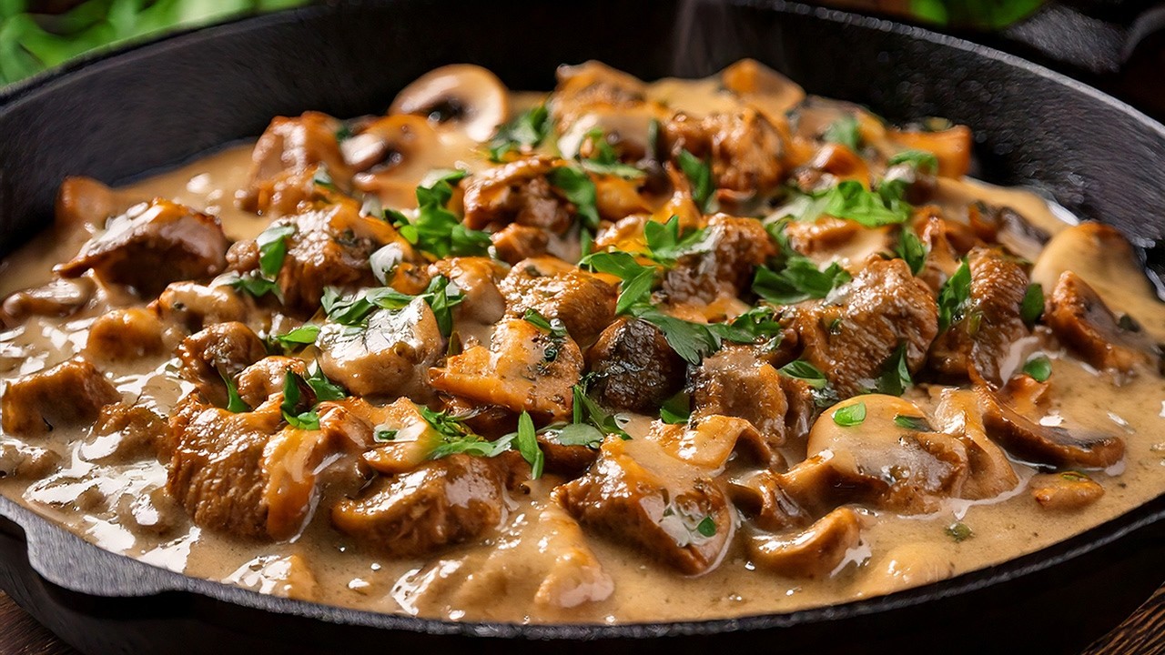 Бефстроганов с пюре