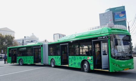 Зеленый автобус-гармошка