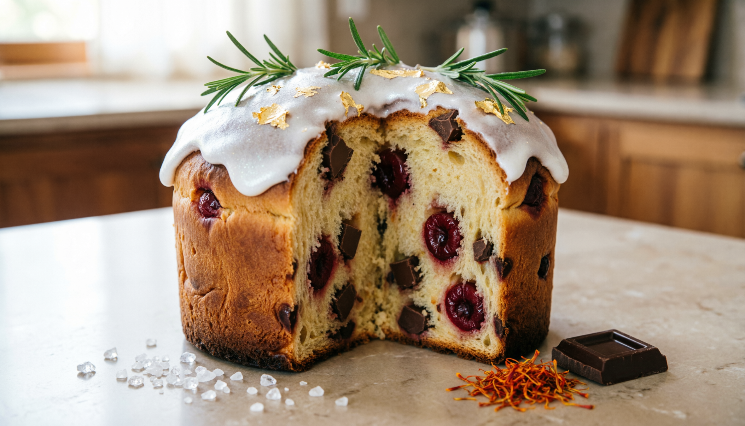 Кулич с солью, шоколадом и шафраном