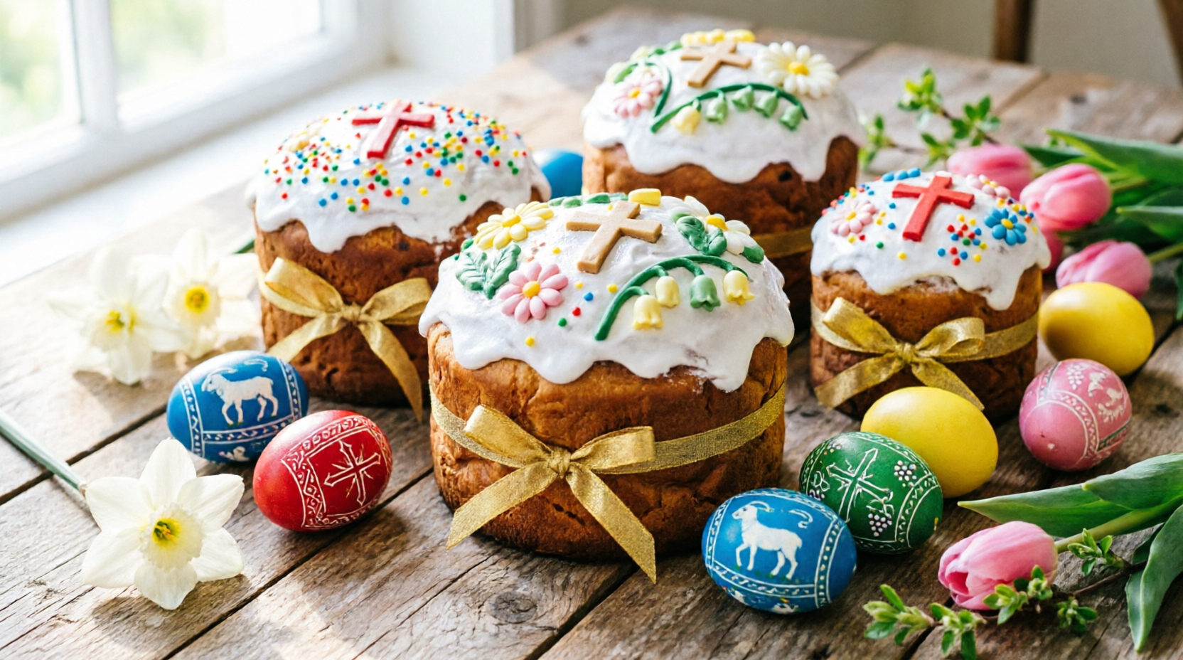Пасхальные куличи и яйца