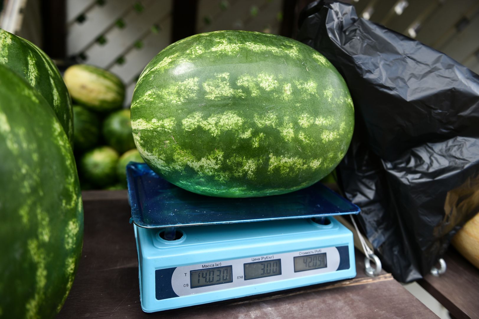 Сочный арбуз на прилавке