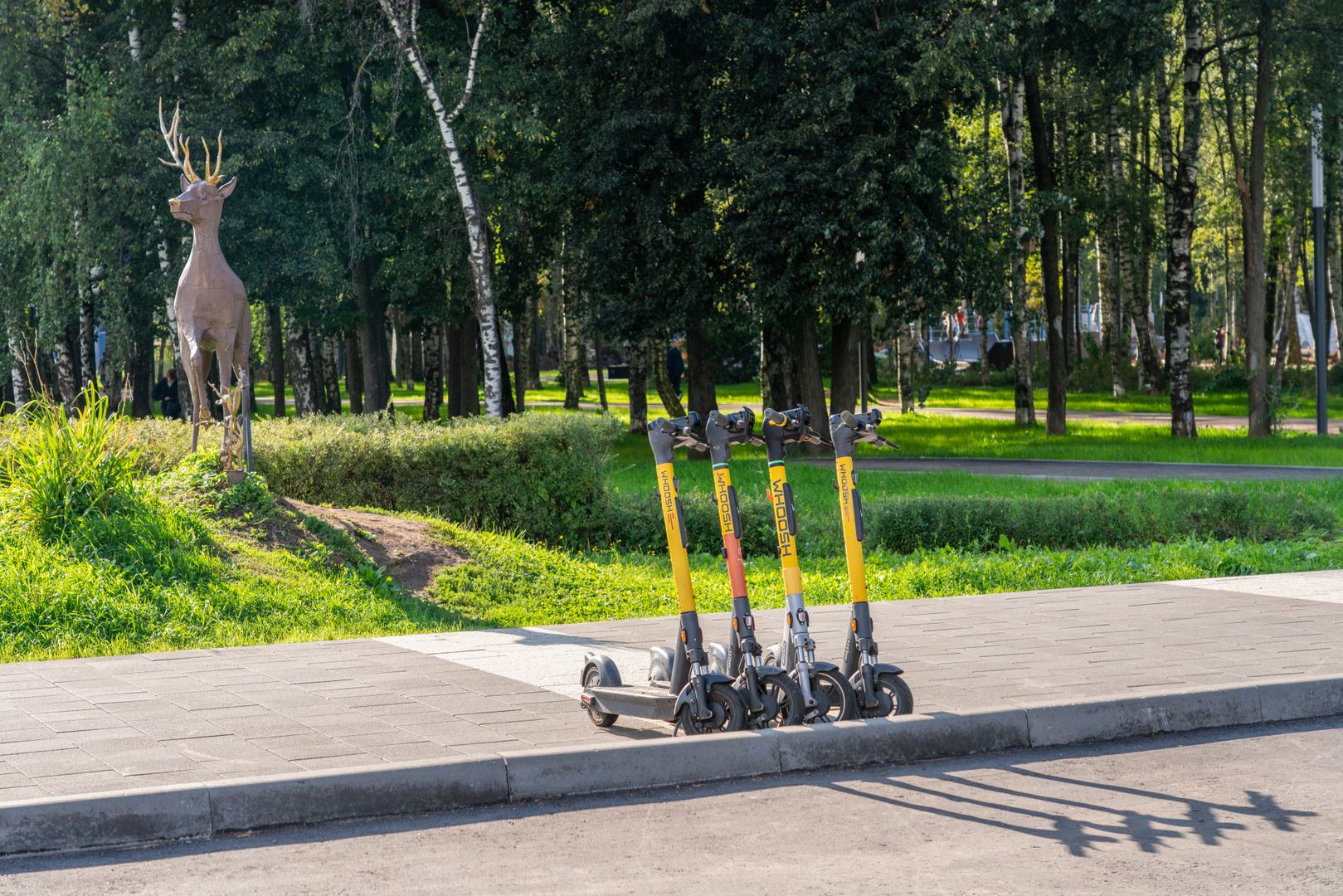 Самокаты стоят на обочине