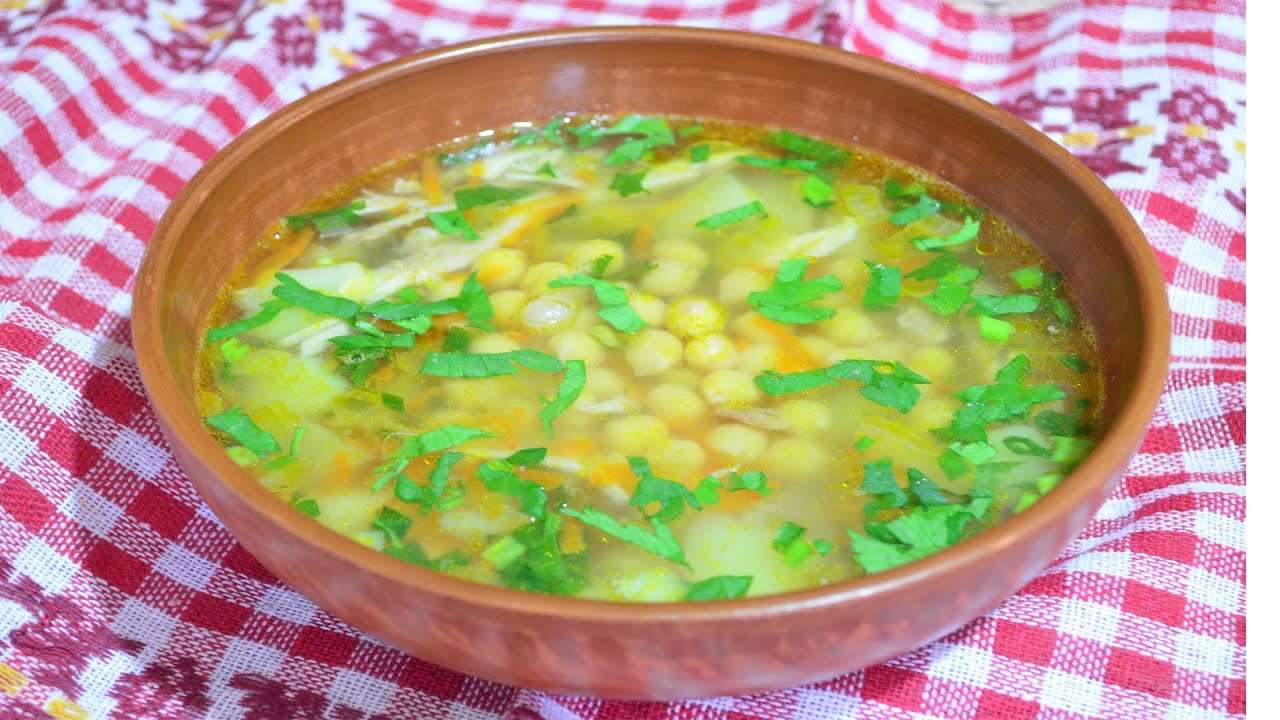 суп с курицей и горошком