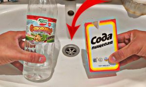 сода и уксус для прочистки слива