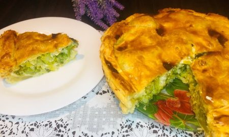 пирог с луком-пореем и сыром