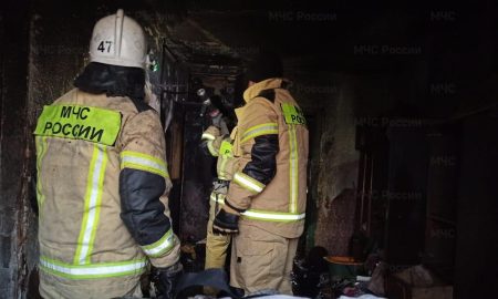 Сотрудники МЧС на пожаре