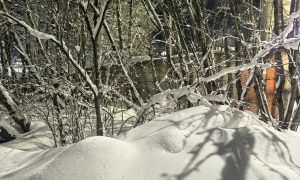 Большие сугробы весной