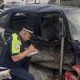 Поврежденный в результате аварии легковой автомобиль на месте ДТП в Екатеринбурге