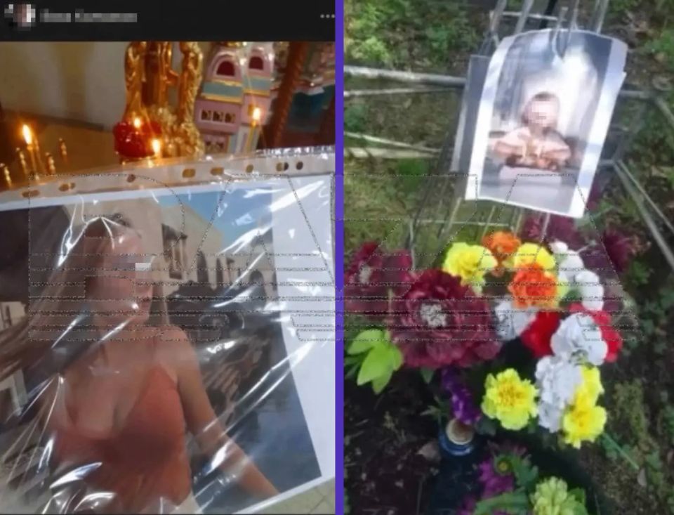 Фотографии девушки, развешанные на чужих могилах.