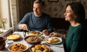 Семья за щедрым столом