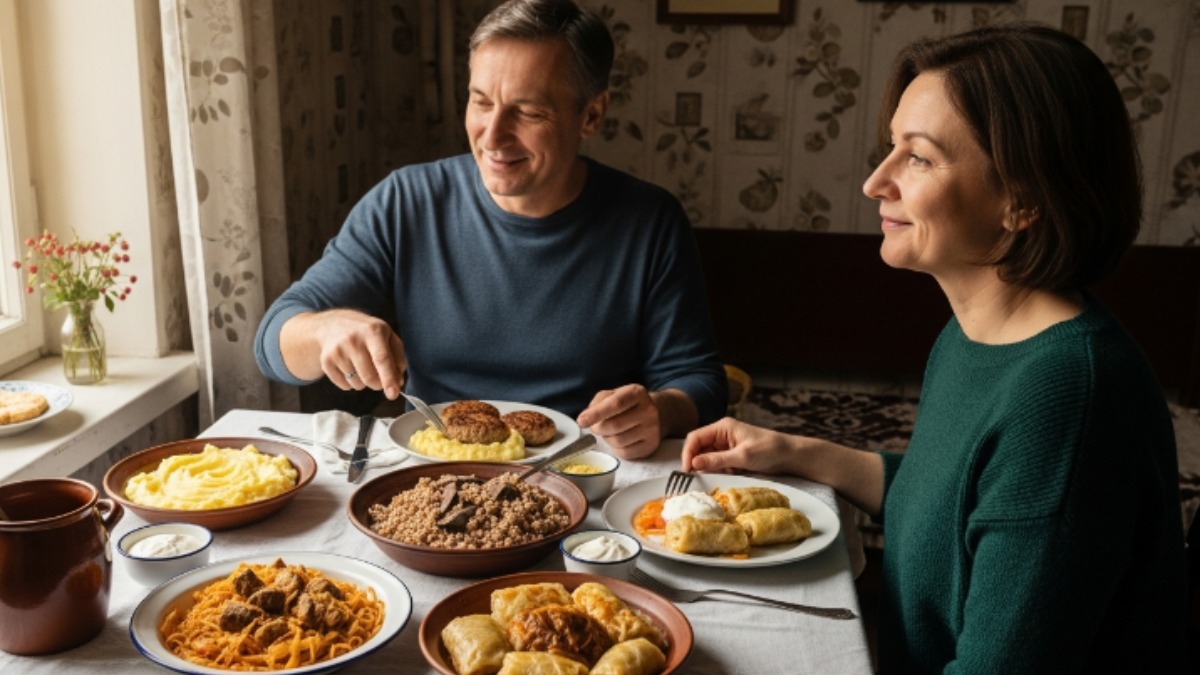 Семья за щедрым столом