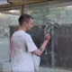Нижнетагильский вандал оттирает остановку.
