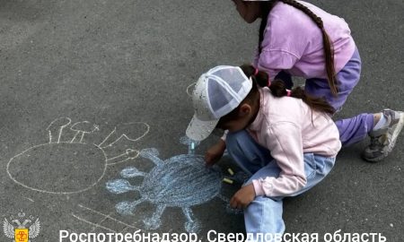 Дети рисуют на асфальте