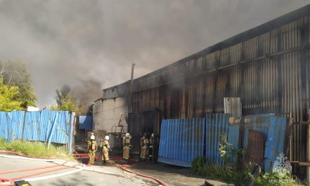 Сотрудники МЧС на пожаре