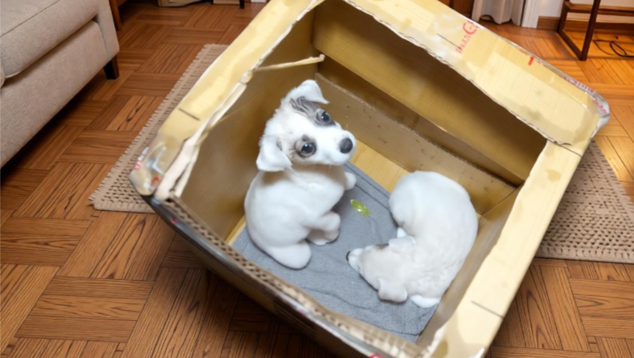 Щеночки в коробке