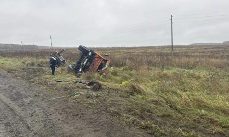 Опрокинувшийся лесовоз